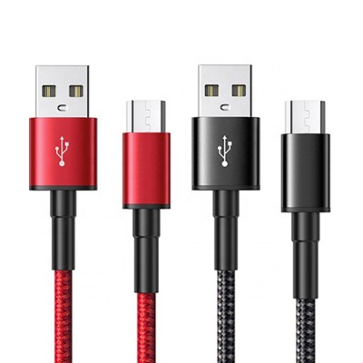 Amazon supplier wholesale nylon braided 2.4A fast charging micro usb cable high speed data charger cables for Android