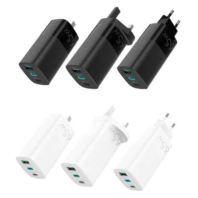 Foldable multifunctional 65W Dual Port GaN Charger USB A+C PD 3.0 Super Fast Charge Slim GaN Power Wall Charger